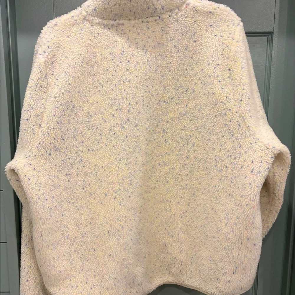 J. Crew Womens Confetti Flecked Cozy Sherpa Zip Jacket Coat XL B#1